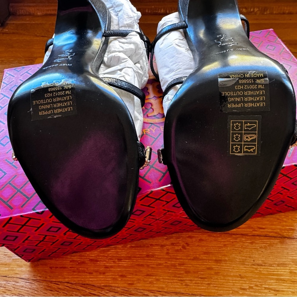 Tory Burch Crystal-Embellished Black High Heel Sandals | Size 7 | NWT + Dust Bag - Picture 4 of 10